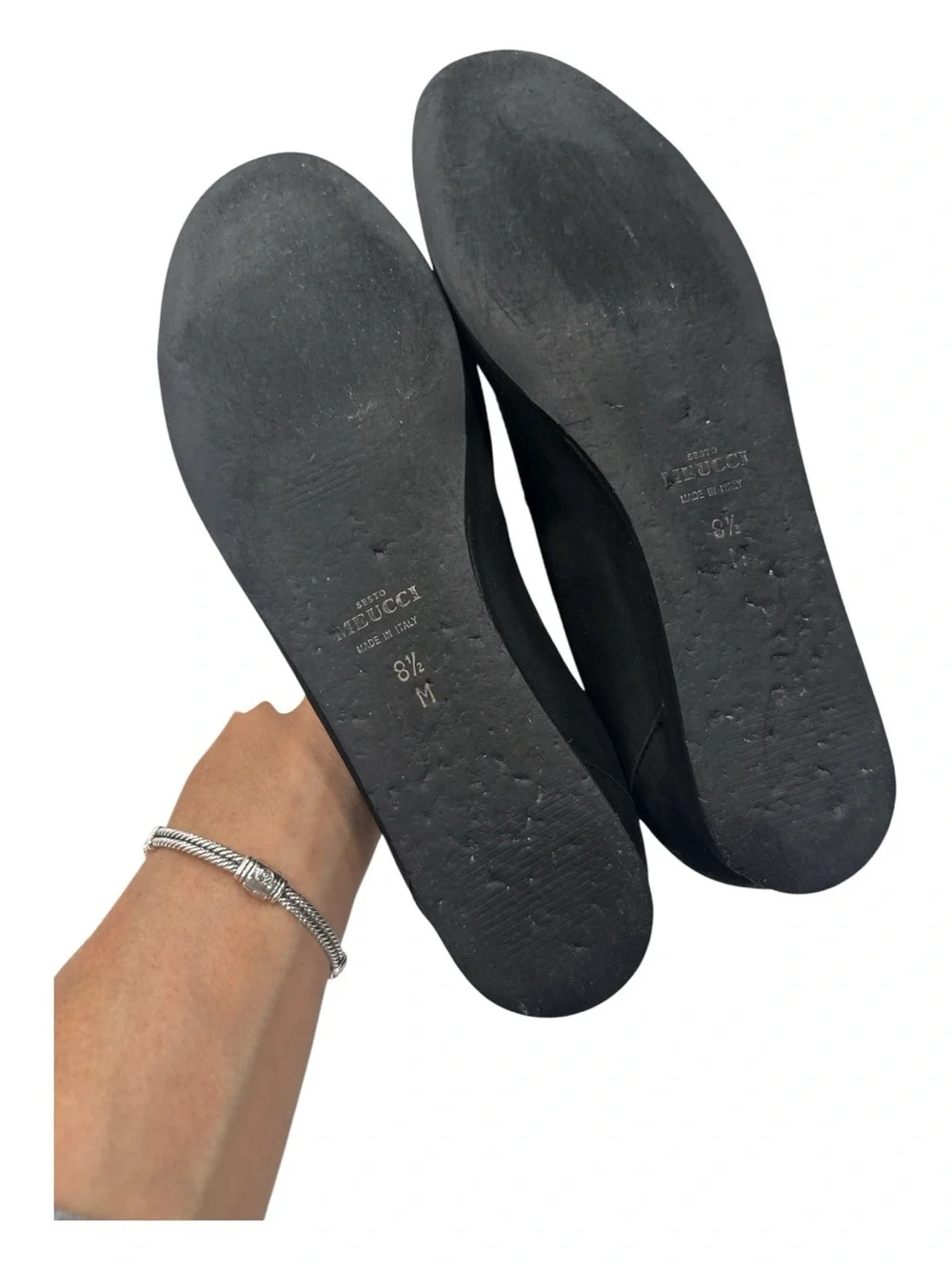 Sesto Meucci black Suede Leather Women Ballet Flat Shoes Sz US 8.5 M